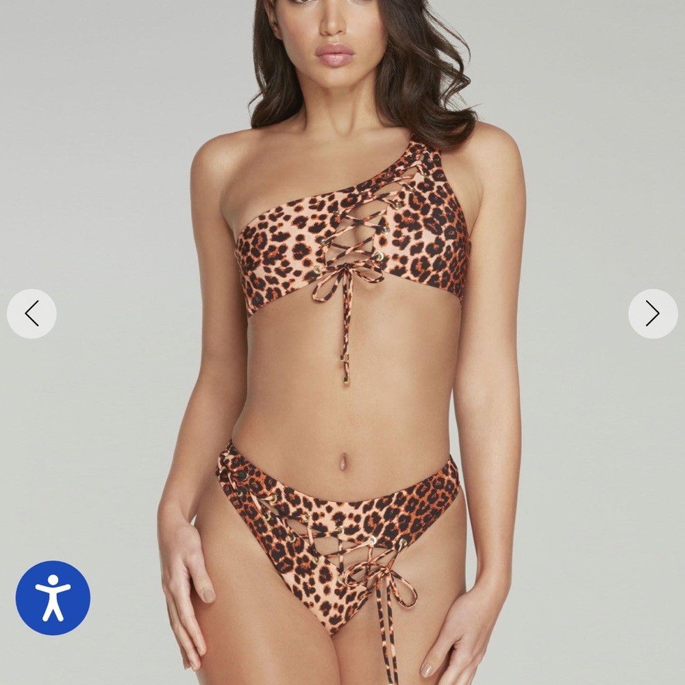 Agent Provocateur Marney Leopard-Print One-Shoulder Lace-Up Bikini - medium (3)